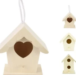 Fågelholk i trä, liten fågelholk, hängande fågelholk, trädgård