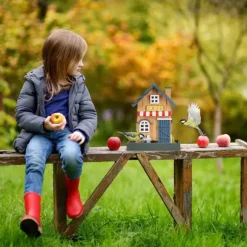 Fågelholk, 18x18x23,5 cm, Flerfärgad, Trä