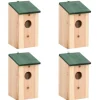 Fågelholkar 4 st trä 12x12x22 cm