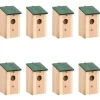 Fågelholkar 8 st trä 12x12x22 cm