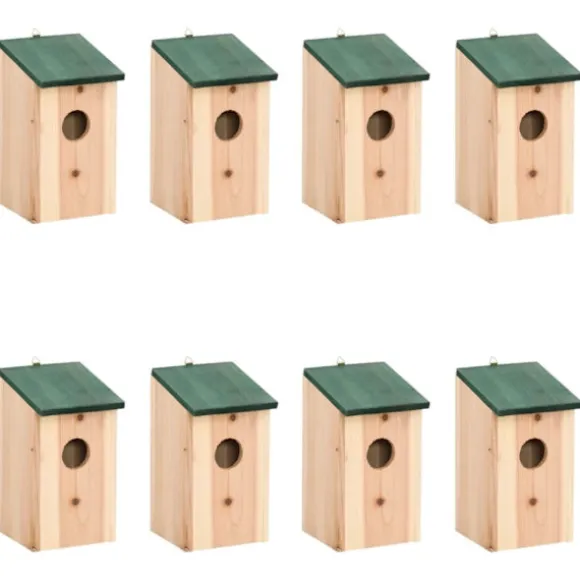 Fågelholkar 8 st trä 12x12x22 cm