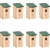 Fågelholkar 8 st trä 12x12x22 cm