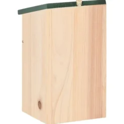 Fågelholkar i trä - 4-pack med grön takdesign | Storlek: 12x12x22 cm | Färg: Träfärgad/Grön