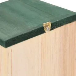 Fågelholkar i trä - 4-pack med grön takdesign | Storlek: 12x12x22 cm | Färg: Träfärgad/Grön