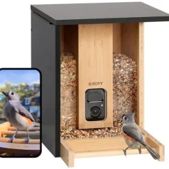Fågelmatare - Birdfy Bamboo - HD WiFi Kamera - Solenergi - AI Artighetsigenkänning