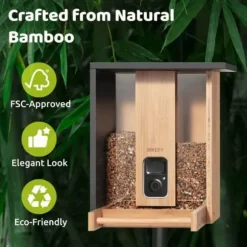 Fågelmatare - Birdfy Bamboo - HD WiFi Kamera - Solenergi - AI Artighetsigenkänning