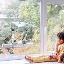 Fågelmatare för fönster, starka sugkoppar, hållbar design,Klar