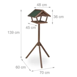Fågelmatare, Fristående, 139x70x60 cm, Brun