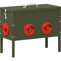 Fågelmatare i metall - vidaXL - Olivgrön - 41.5x20.5x33 cm - Kapacitet 15 kg - Kallvalsat stål