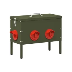 Fågelmatare i metall - vidaXL - Olivgrön - 41.5x20.5x33 cm - Kapacitet 15 kg - Kallvalsat stål