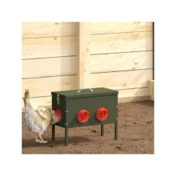 Fågelmatare i metall - vidaXL - Olivgrön - 41.5x20.5x33 cm - Kapacitet 15 kg - Kallvalsat stål