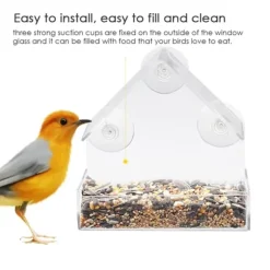 Fågelmatare i transparent husdesign för fönster - med väderskydd