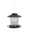 Fågelmatare 1L Slitstark ABS Lätt att fylla Transparent Behållare Bärbar Paviljong Design Hängande Fågelmatare