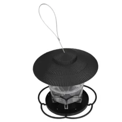 Fågelmatare 1L Slitstark ABS Lätt att fylla Transparent Behållare Bärbar Paviljong Design Hängande Fågelmatare