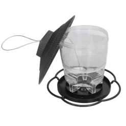 Fågelmatare 1L Slitstark ABS Lätt att fylla Transparent Behållare Bärbar Paviljong Design Hängande Fågelmatare