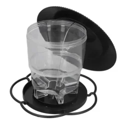 Fågelmatare 1L Slitstark ABS Lätt att fylla Transparent Behållare Bärbar Paviljong Design Hängande Fågelmatare