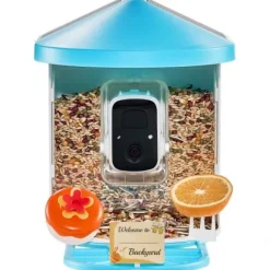 Fågelmatare med kamera, 33,5x22x27,5 cm, solcellsdriven, utomhus fågelskådning