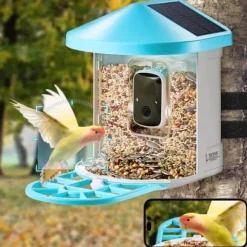 Fågelmatare med kamera, 33,5x22x27,5 cm, solcellsdriven, utomhus fågelskådning
