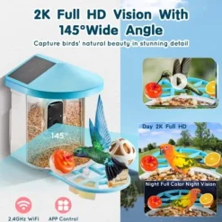 Fågelmatare med kamera, 33,5x22x27,5 cm, solcellsdriven, utomhus fågelskådning
