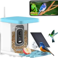 Fågelmatare, 4MP HD-kamera, solenergiladdningsbar,1.5L