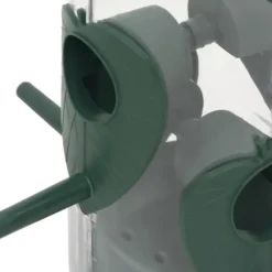 Fågelmatare 3-pack - Elegant design med 6 matningsportar | Färg: Mörkgrön | Storlek: 17x17x32 cm