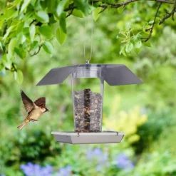 Fågelmatare, rostfritt stål, 167x17.5x17 cm, silver