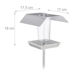 Fågelmatare, rostfritt stål, 167x17.5x17 cm, silver