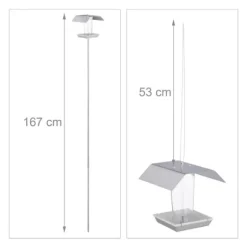 Fågelmatare, rostfritt stål, 167x17.5x17 cm, silver