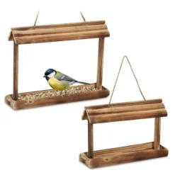 Fågelmatare, Trä, 16.5x21x8 cm, Brun