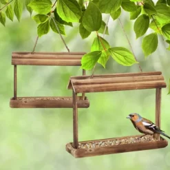 Fågelmatare, Trä, 16.5x21x8 cm, Brun