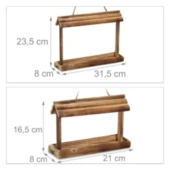 Fågelmatare, Trä, 16.5x21x8 cm, Brun