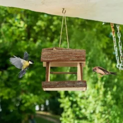 Fågelmatare, Trä, 18x13.5x19.5 cm, Natur