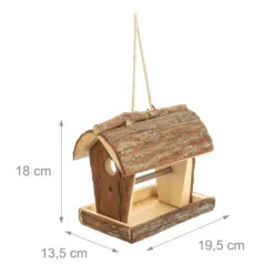 Fågelmatare, Trä, 18x13.5x19.5 cm, Natur