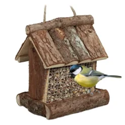 Fågelmatare, Trä, 17x15x12 cm, Natur