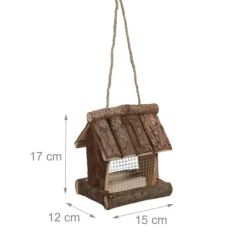 Fågelmatare, Trä, 17x15x12 cm, Natur