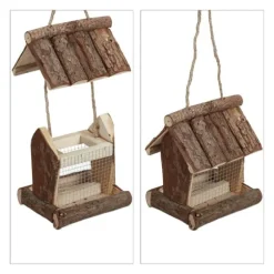 Fågelmatare, Trä, 17x15x12 cm, Natur