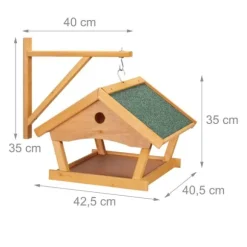 Fågelmatare, Väggmonterad, 35x42.5x40.5 cm, Naturlig Grön