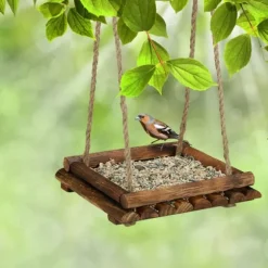 Fågelmatare, 25x25x6,5 cm, Brun