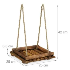 Fågelmatare, 25x25x6,5 cm, Brun