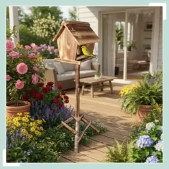 Fågelmatare, 107x32x27 cm, Brun