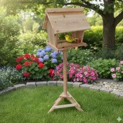 Fågelmatare, 107x32x27 cm, Brun