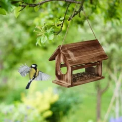 Fågelmatare, 24x30x21 cm, Brun, Trä