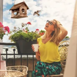 Fågelmatare, 24x30x21 cm, Brun, Trä