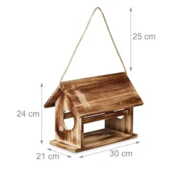 Fågelmatare, 24x30x21 cm, Brun, Trä