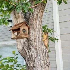 Fågelmatare, 24x30x21 cm, Brun, Trä