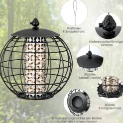 Fågelmatning, 21x22.5 cm, Svart