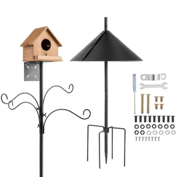Fågelmatningsstation 2370 mm, med 4 krokar, Stativ för vildfågelmatare, hög stabilitet