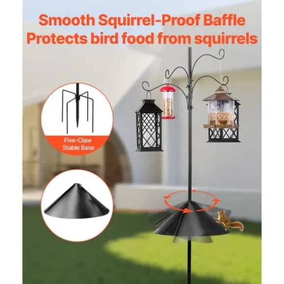 Fågelmatningsstation 2370 mm, med 4 krokar, Stativ för vildfågelmatare, hög stabilitet