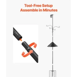 Fågelmatningsstation 2370 mm, med 4 krokar, Stativ för vildfågelmatare, hög stabilitet