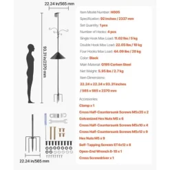 Fågelmatningsstation 2370 mm, med 4 krokar, Stativ för vildfågelmatare, hög stabilitet